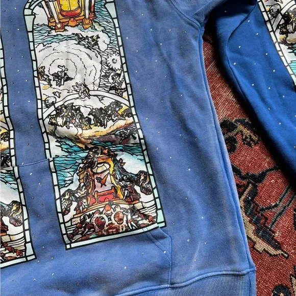 AUTH Who Decides War Washed Blue Graphic Hoodie - SMALL - Picture 5 of 11